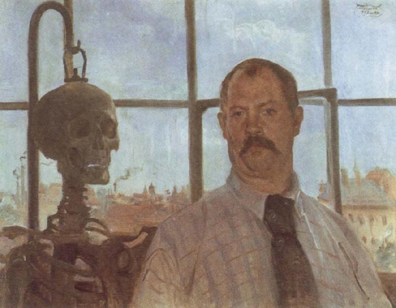 Lovis Corinth Self-Portrait with Skeleton